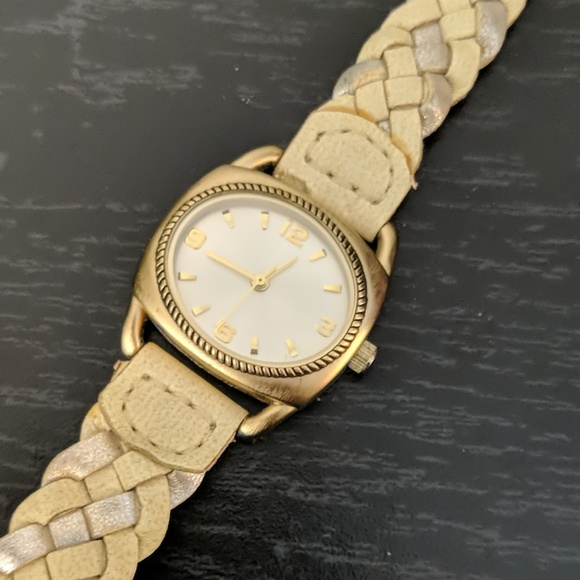 Gold Tone Watch with Two Toned Leather Band - Picture 1 of 6